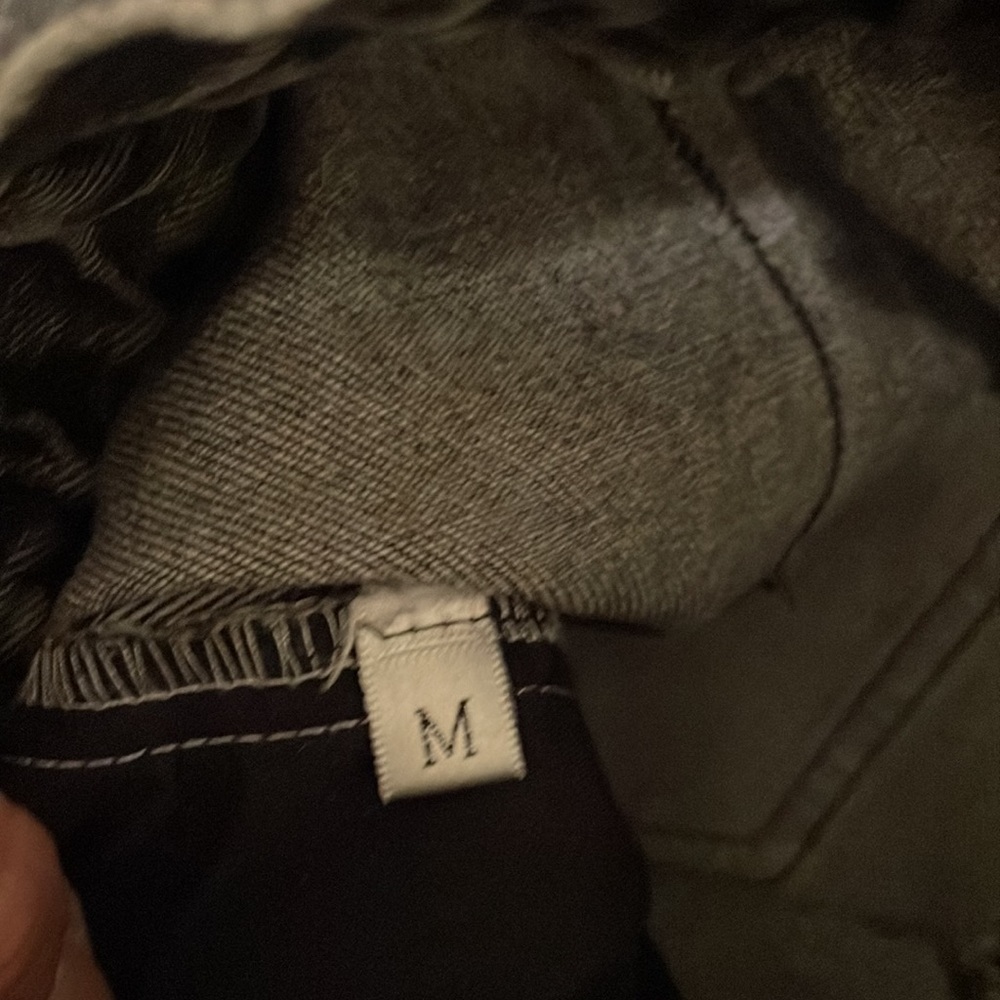 Black grey denim paperbag high waist pant - Picture 4 of 11